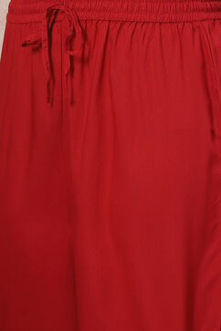 Red Solid Straight Suit Set image number 2